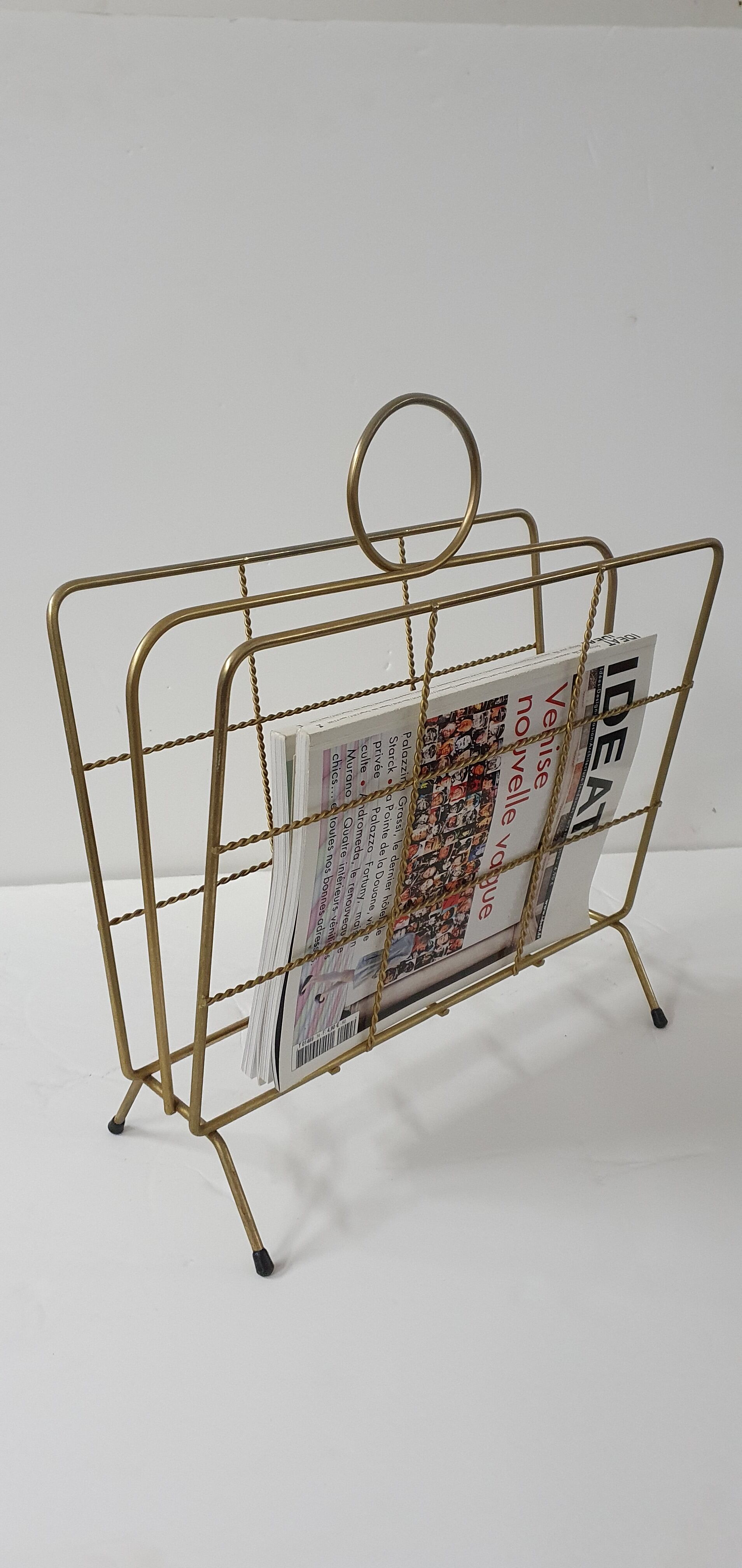 Porte revues vintage métal doré
