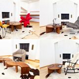 Modular "nuclear" bench + 5-piece coffee table 1940s