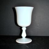 Ancient opaline white glass goblet with a soap bubble effect.