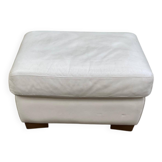 Beige leather pouf from IKEA