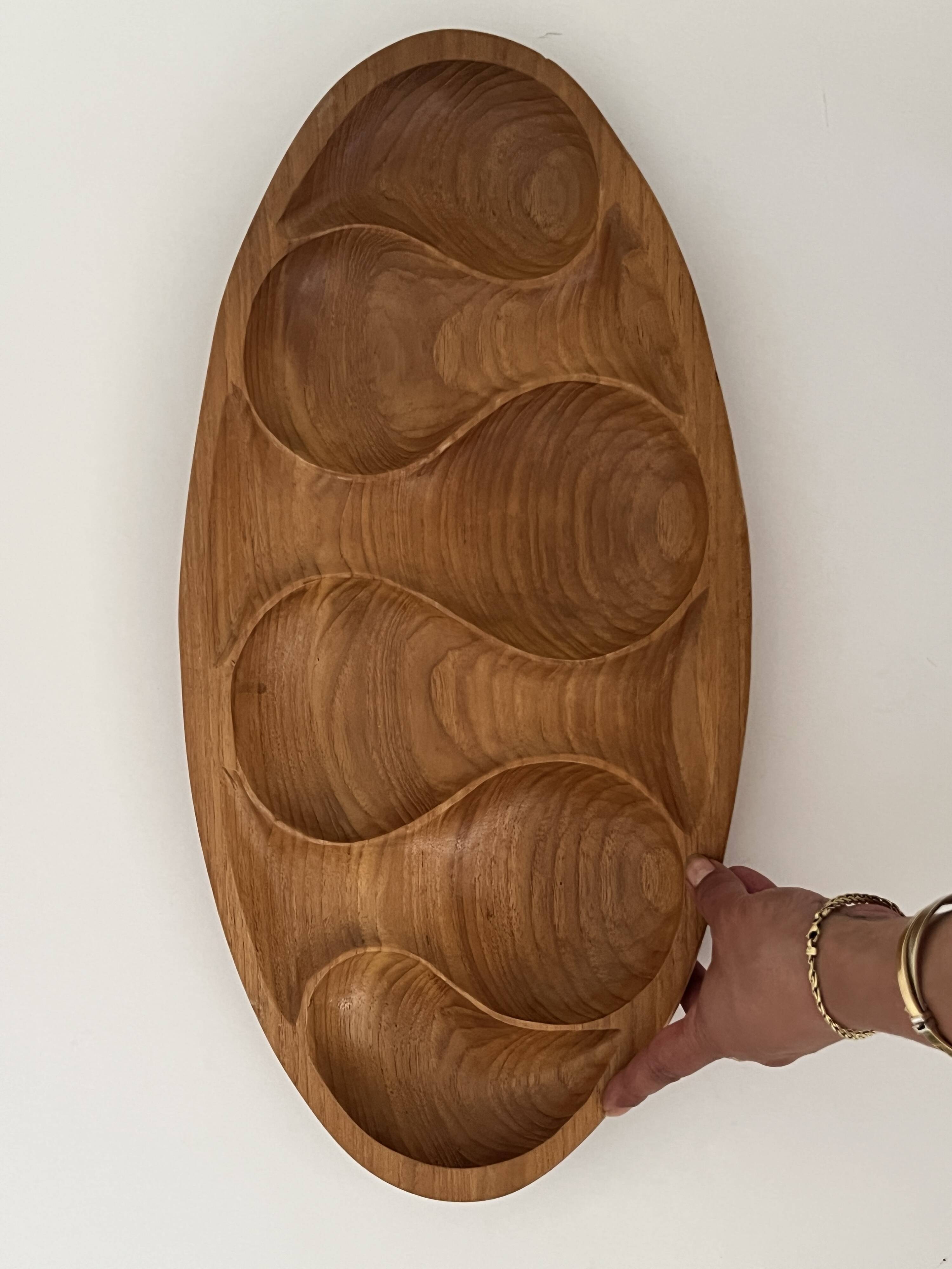 Large designer tray in solid teak - Laur Jensen, Denmark 1970