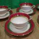 Set of 8 cups with saucers in Sologne L'Archevêque porcelain