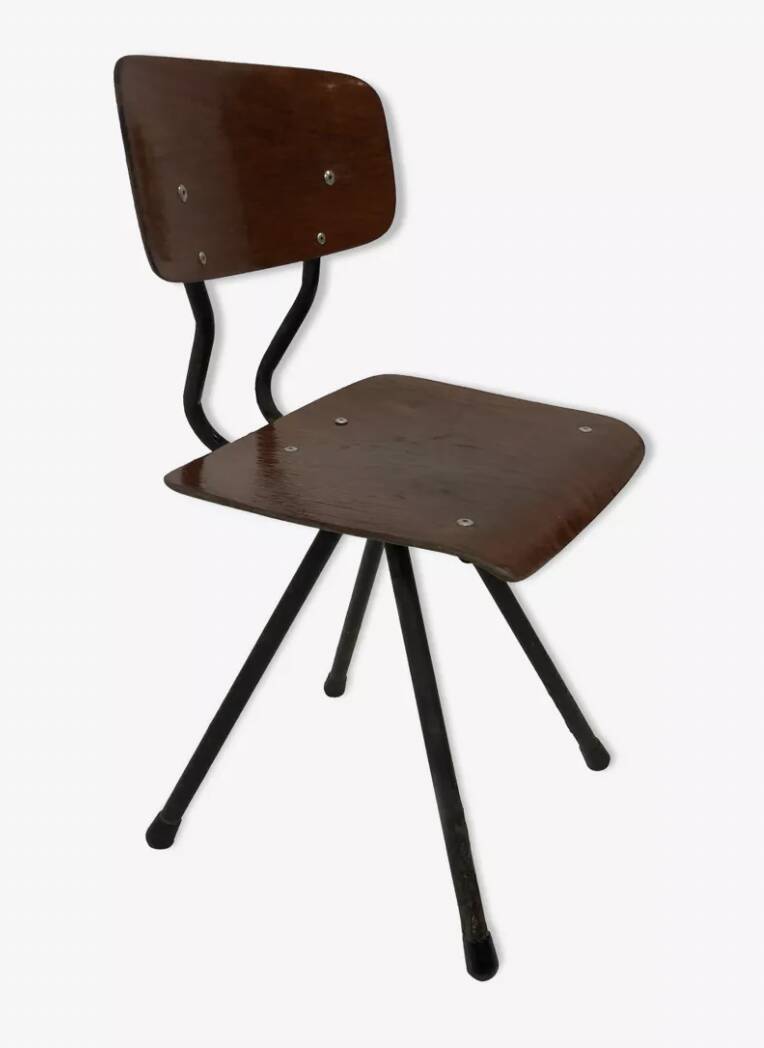 Vintage industrial child s chair, school chair, Dutch design