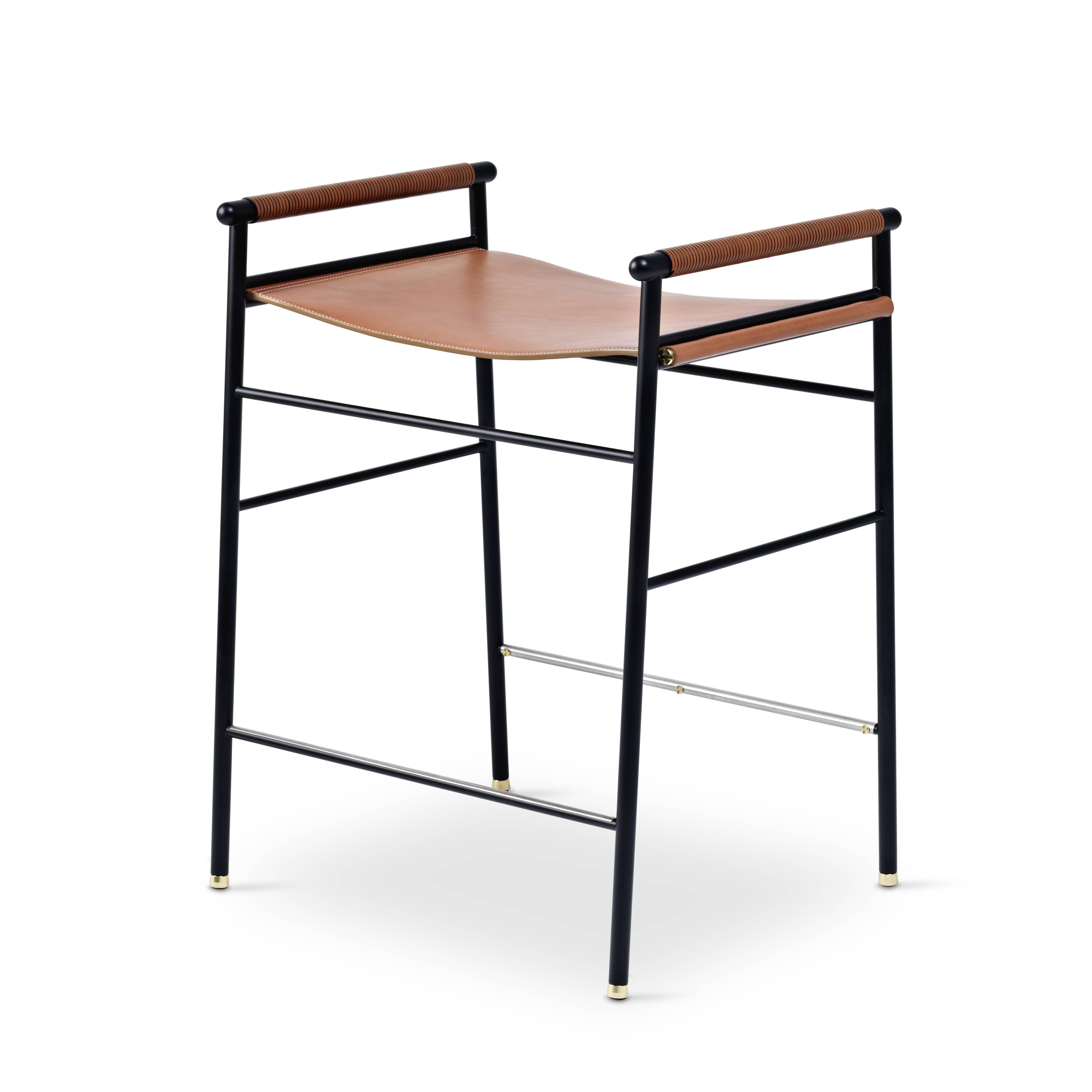 Set of 6 bar stools "Repose", natural beige seat