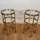 Pair of Art Deco Round Rolling Tables with Removable Tops, Maison Jans