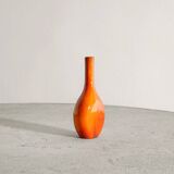 Vintage French Mid Century Bottle Vase in Warm Red Glaze, 1950s