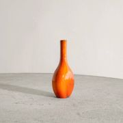 Vintage French Mid Century Bottle Vase in Warm Red Glaze, 1950s