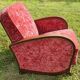 Canape and 2 armchairs art deco red velvet