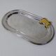 Flat foie gras service in silver metal and brass