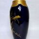 Lucien Michelaud, Limoges, large blue porcelain vase from the kiln with iris decoration.