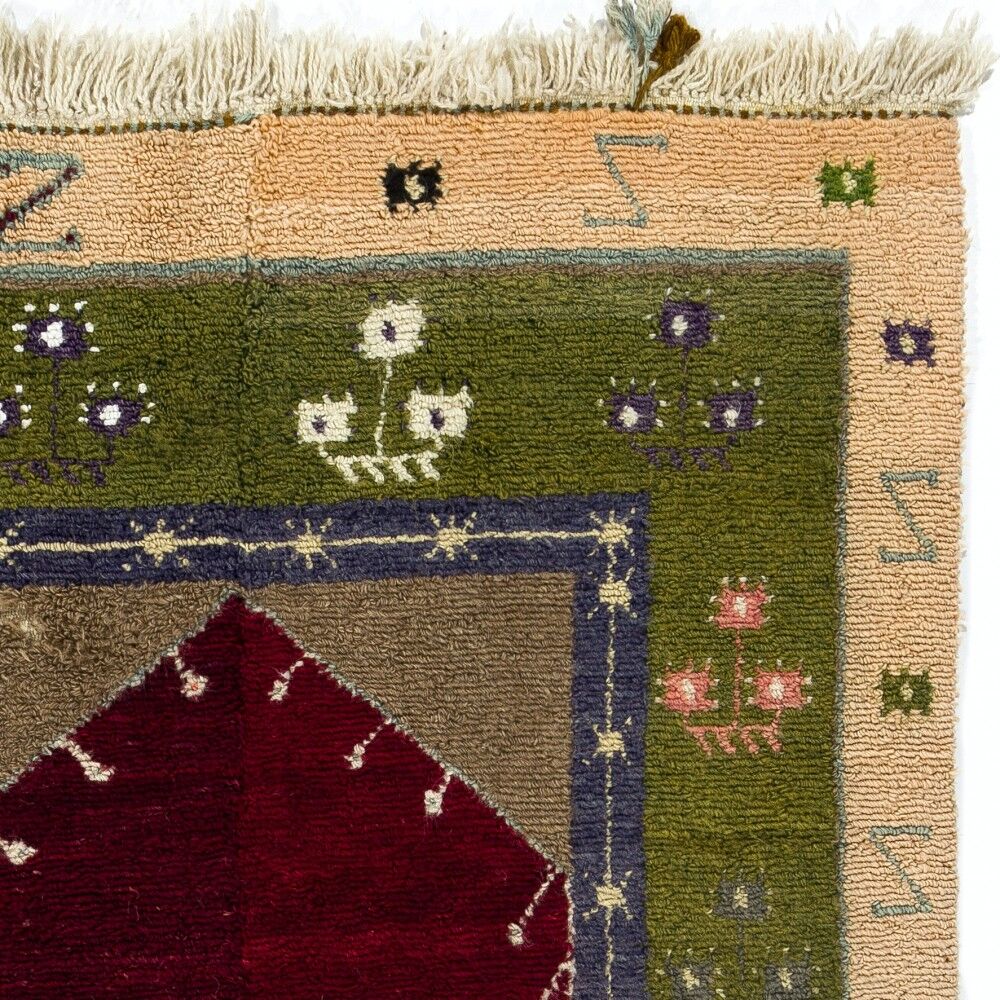 One-of-a-Kind Turkish Tulu Rug, Vintage Handknotted Prayer Rug. 100% Wool