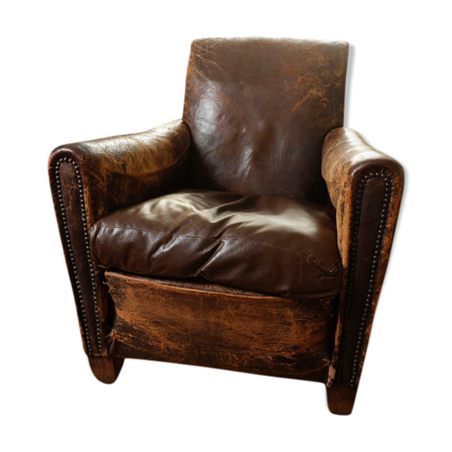 Old vintage leather club chair