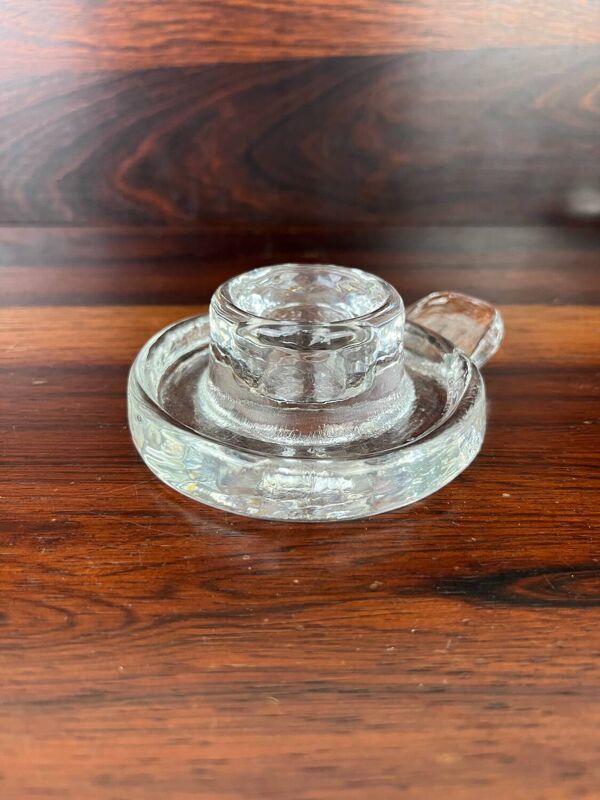 6 bougeoirs verre moulé effet ice cube