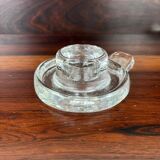 6 molded glass candle holders with an ice cube effect