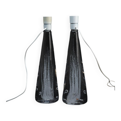 2 lampes de table en verre signées Vicke Linstrand pour Kosta Suède, 1960