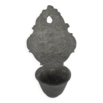 Ancien bénitier étain xviiième antique pewter holy water font