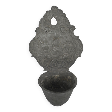Antique 18th century pewter holy water font