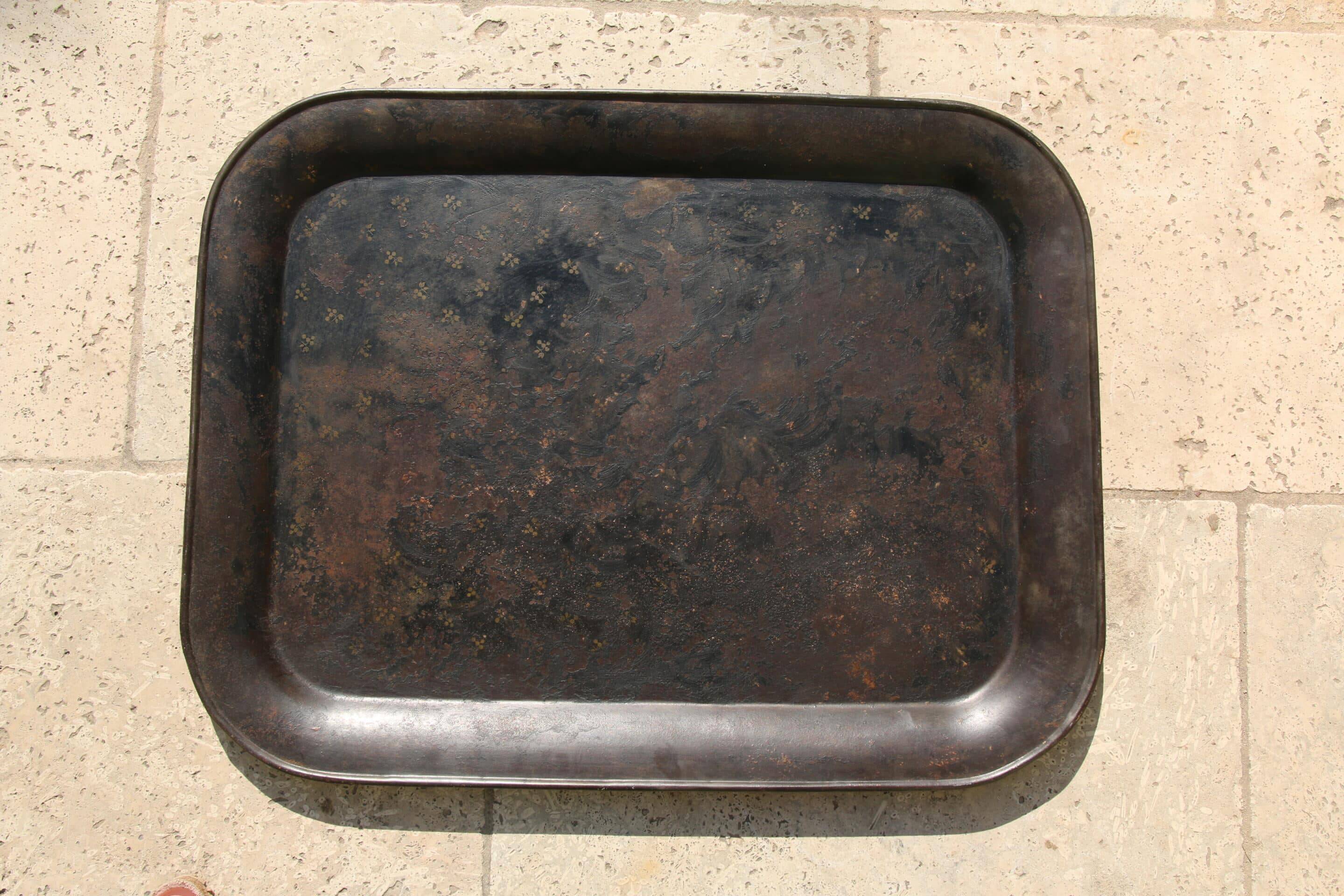 Large antique painted tin tray