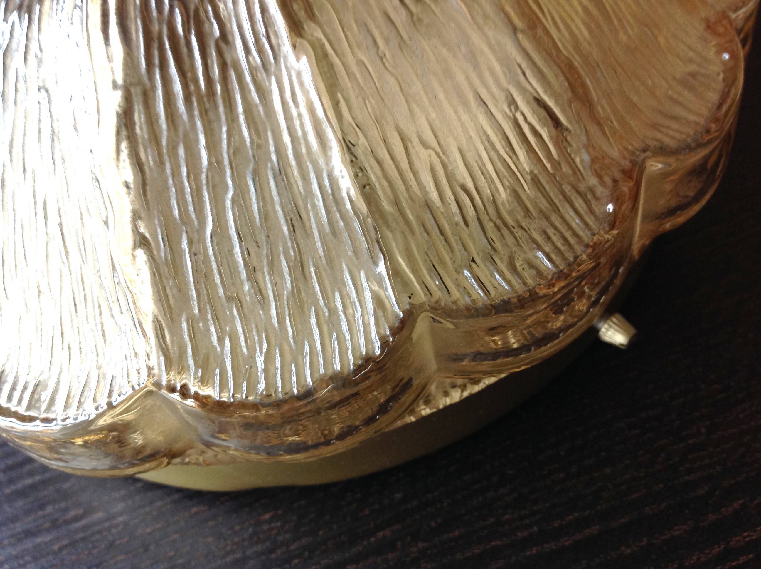 Amber glass ceiling rose by Limburg / vintage 1960s