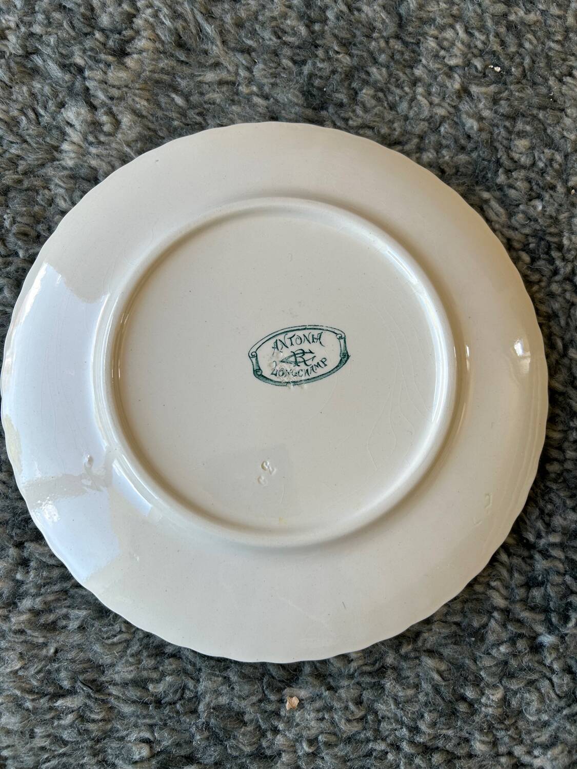 Antique flat plates, Longchamp Antonia ironstone.