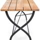 Vintage folding table in wood and black metal – slatted top