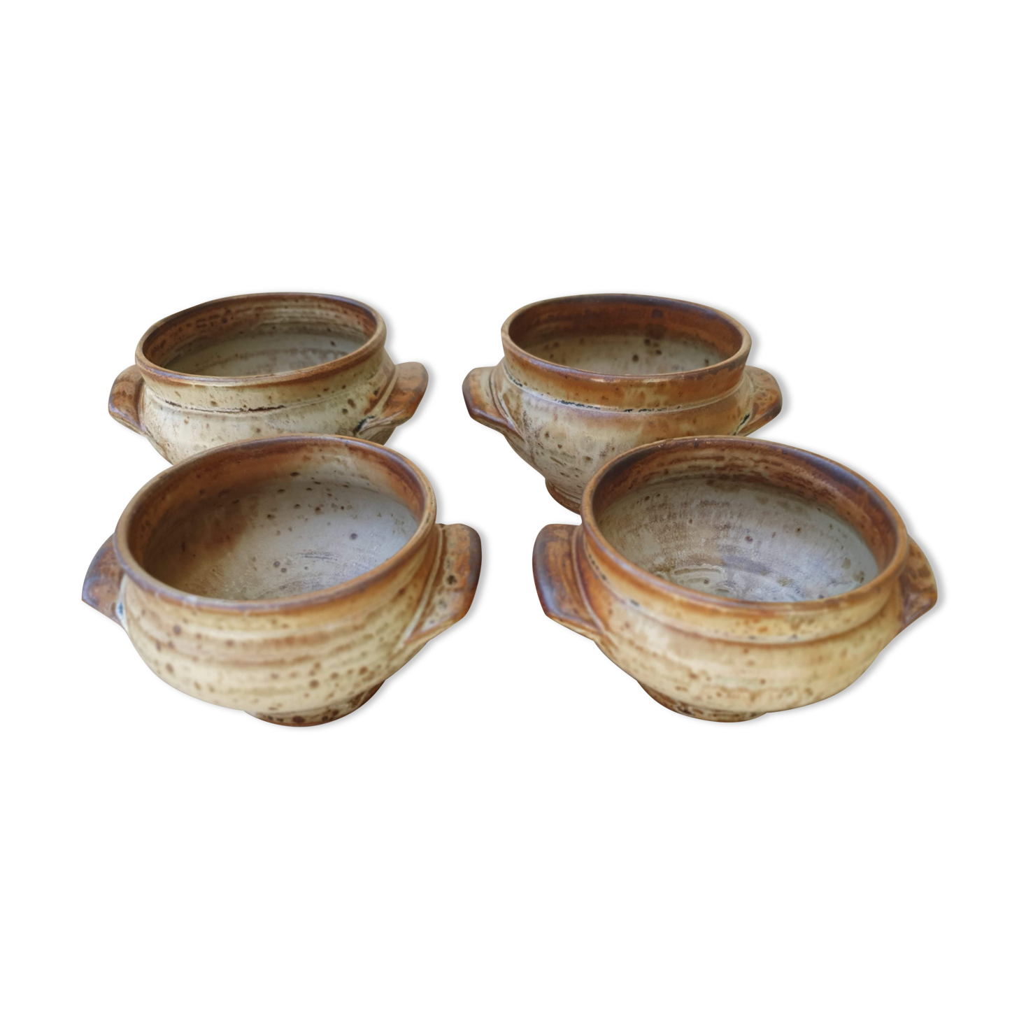 4 sandstone onion soup bowls
