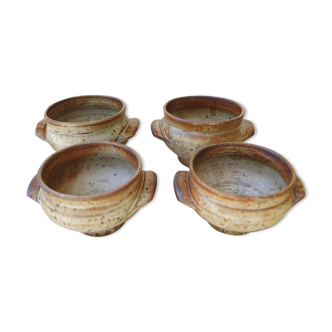 4 sandstone onion soup bowls