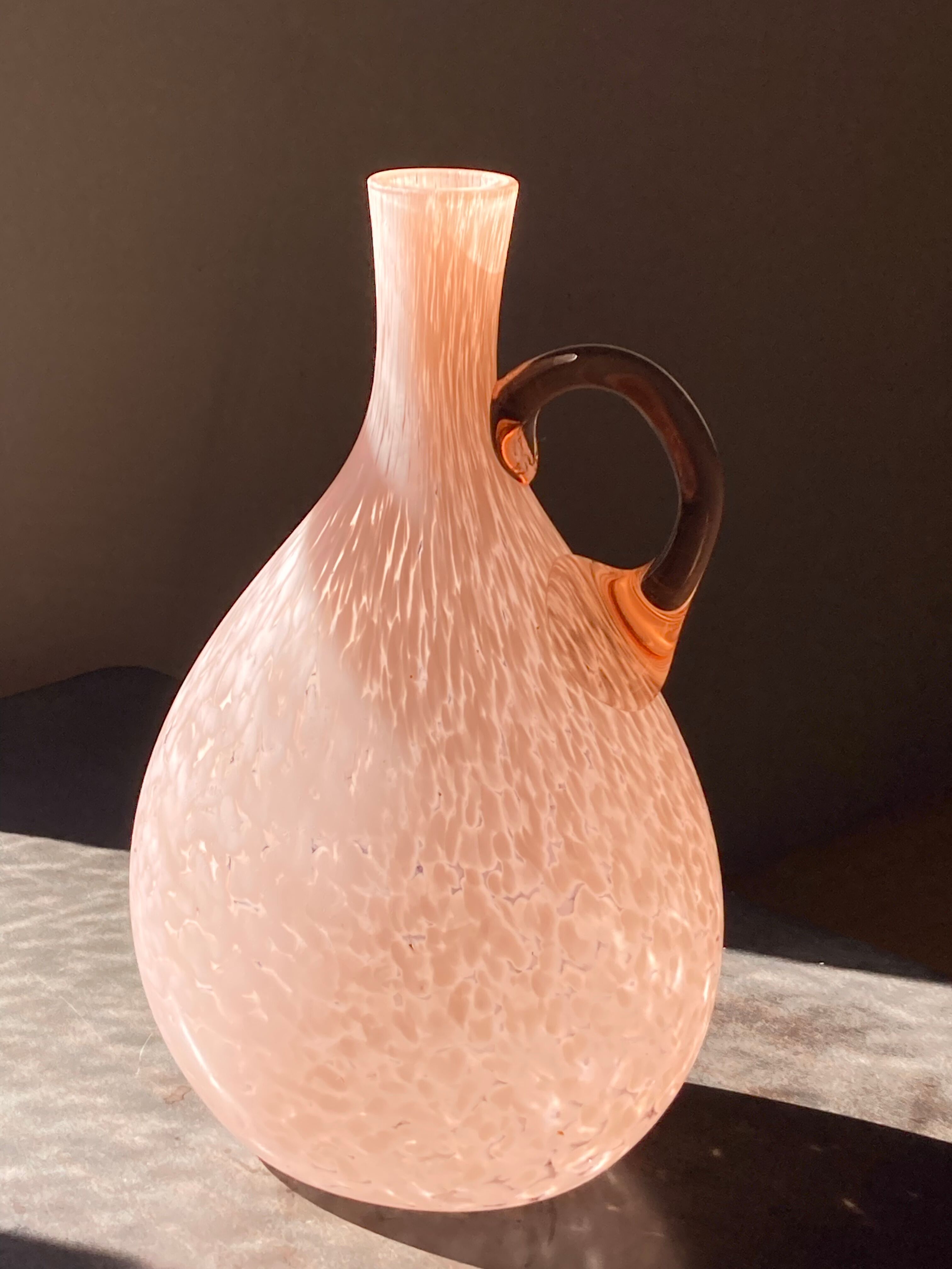 Speckled pink glass vase