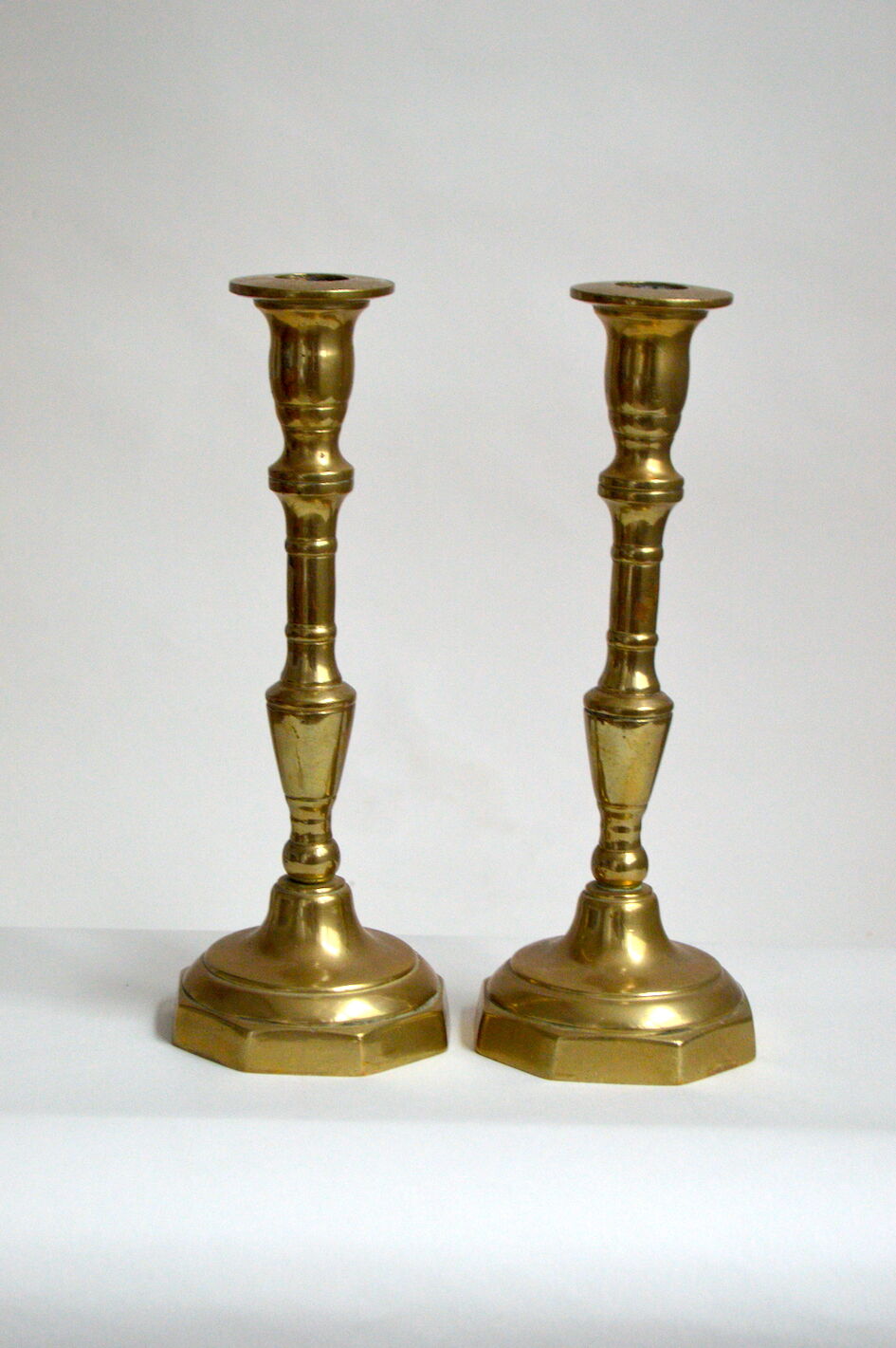 Pair of solid brass candlesticks