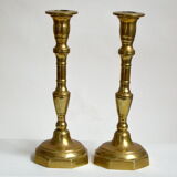 Pair of solid brass candlesticks