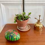 Vintage box decoration flowers in boiled cardboard