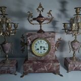 Garniture de cheminée pendule et candélabres Napoléon III