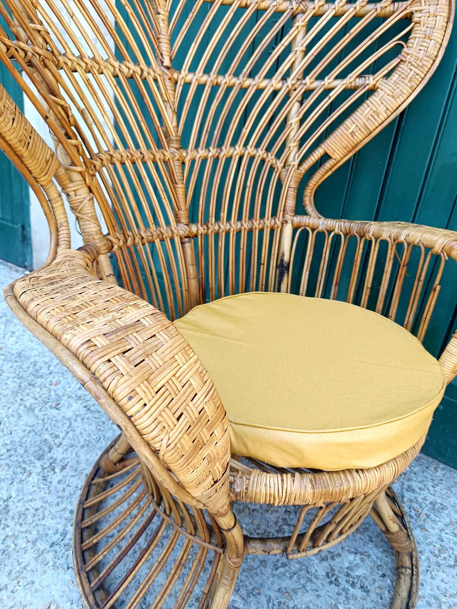 Fauteuil Emmanuelle en rotin par Gio Ponti, Italie 1960