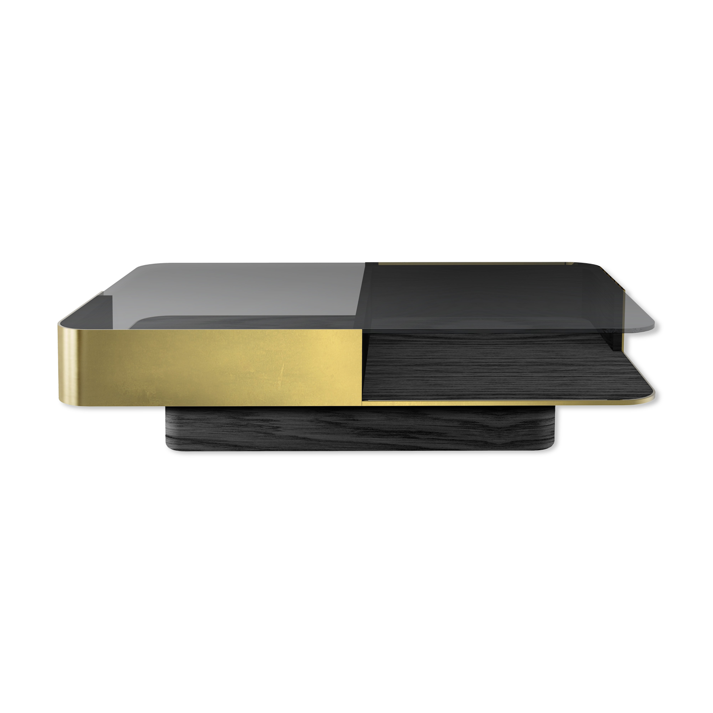 Brass smoked glass lounge coffee table