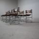 Set of 6 modernist chrome and leather dining chairs, 1970's