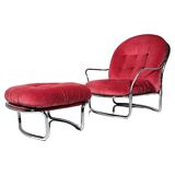 Pink velvet and chrome chaise longue Carlo de Carli for Cinova