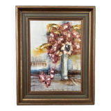 Oil on panel 20th century still life bouquet of flowers by Mazen