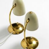 Pair of beautiful German Mid Century Modern brass table lamps with metal sh