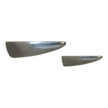 Pair of vintage wall lights, cast aluminum, France, 1980