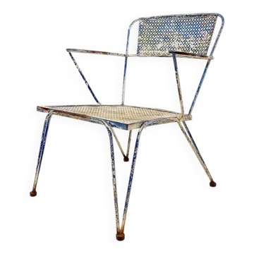 Fauteuil vintage en métal perforé des années 1950