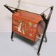 Chariot de bar avec intérieur jaune canari et lumière, Italie années 1960