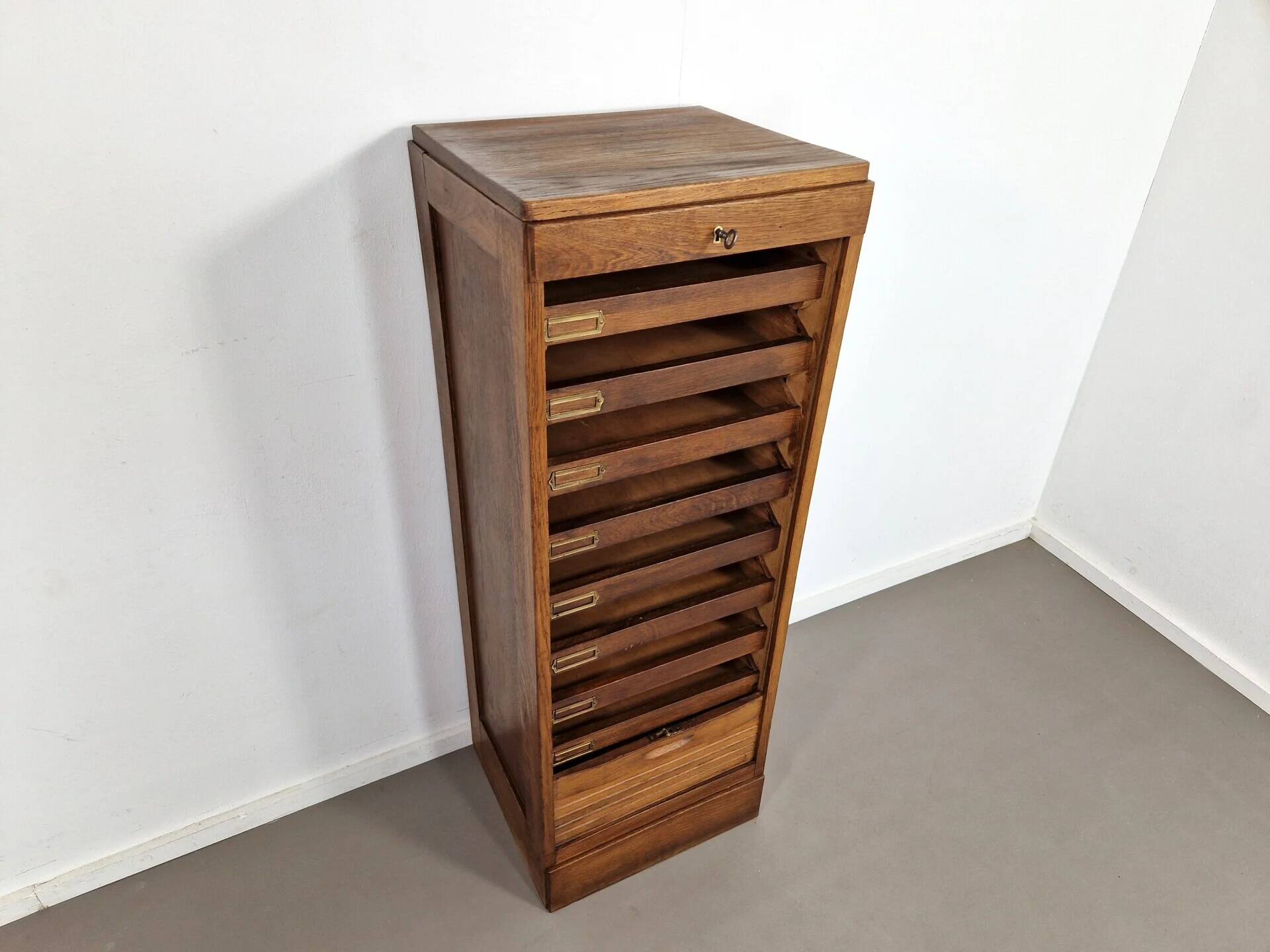 Vintage large oak shutter cabinet | 1930s