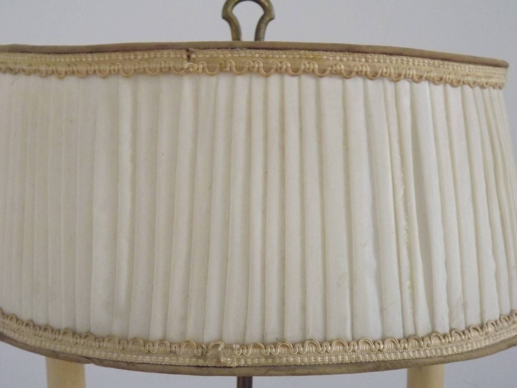 2 Light French Vintage Brass Boulotte Table Lamp With Cream Pleated Shade 5