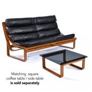 T4 black leather and teak sofa by Fred Lowen for Tessa, 1970s
