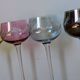 Set of 4 Hand Engraved "Harlequin" Colored Crystal Wine Glasses 1960