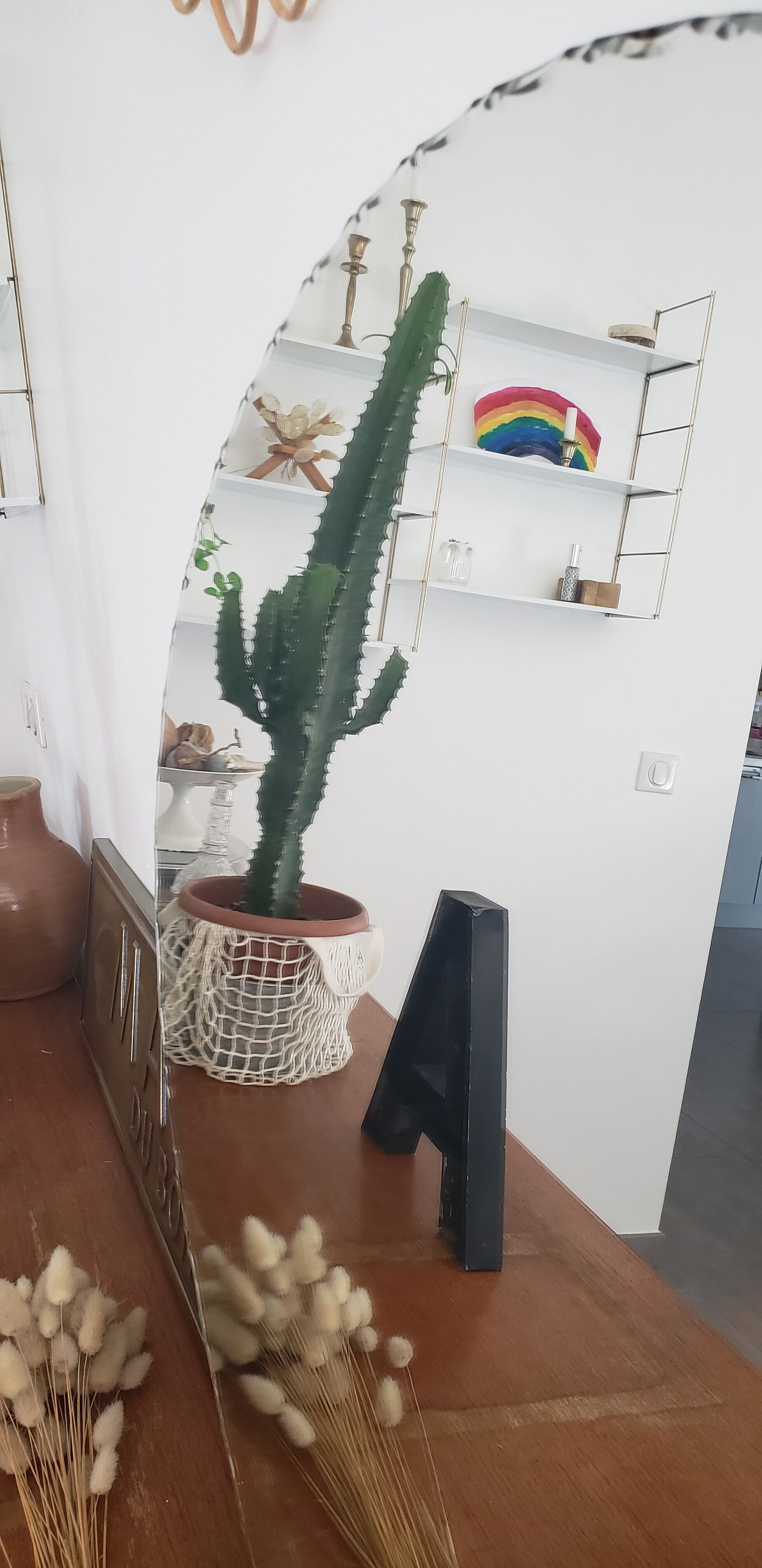 Large format oval beveled mirror 81x60cm