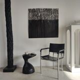 Sofa end in solid wood monoxyl organic shape black color