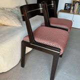 Set of 2 wooden and fabric chairs