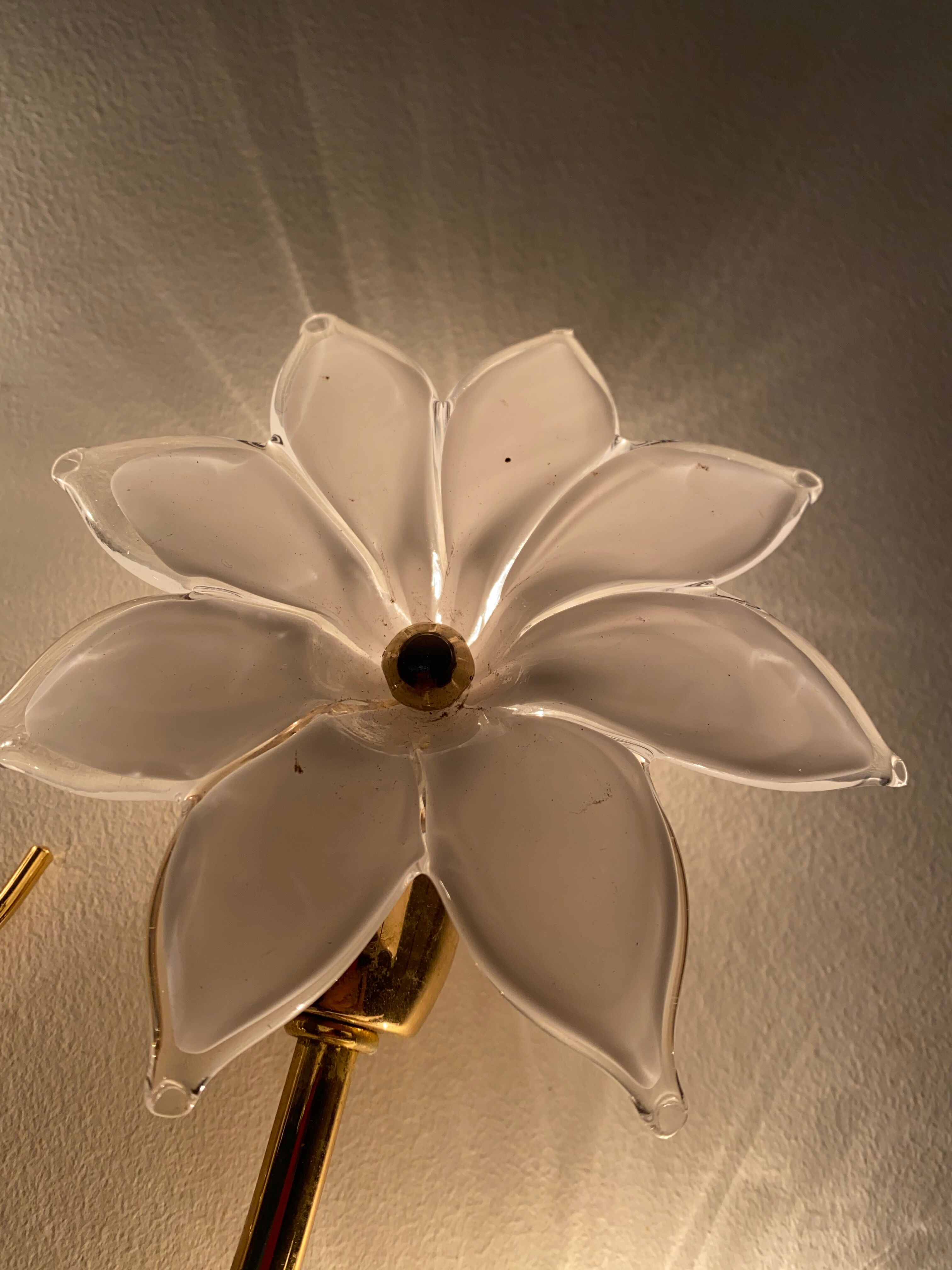 Glass and gold metal wall light