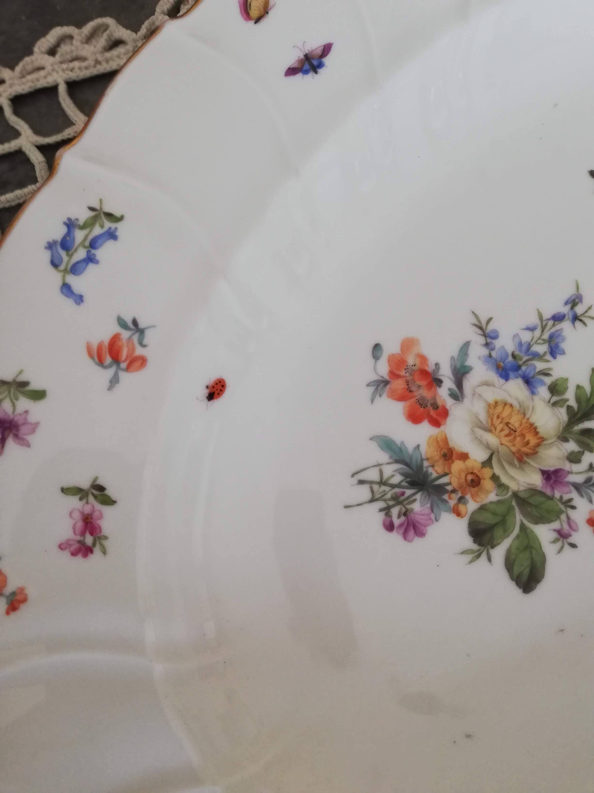 Set of two vintage Bohemian oval porcelain dishes